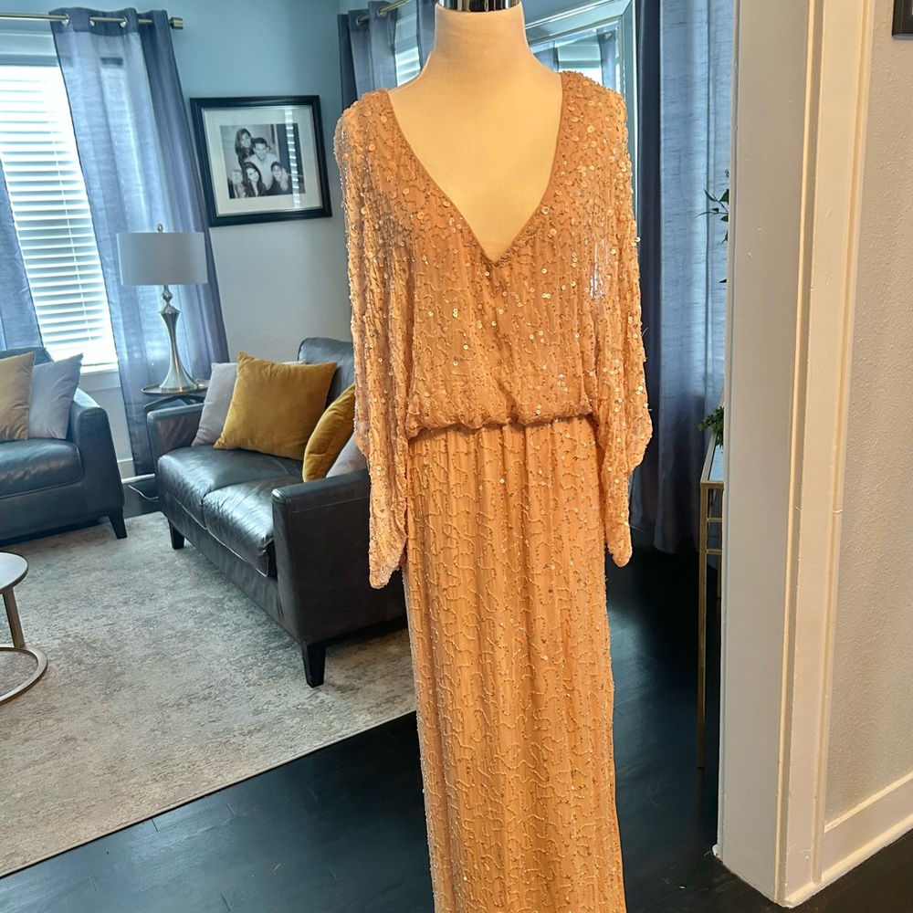 Elegant Sequin Gown in Champagne